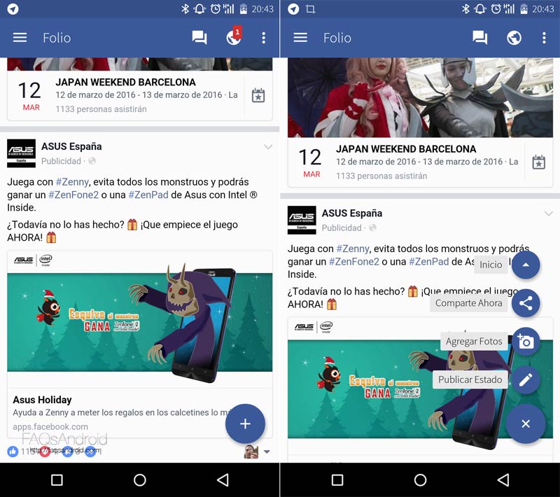 Folio for Facebook es mucho más ligera y rápida