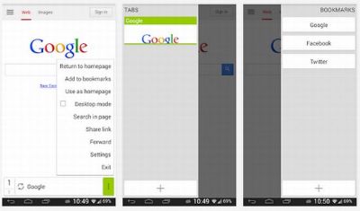 Kronia Browser, sencillo navegador web para dispositivos Android 4.0+