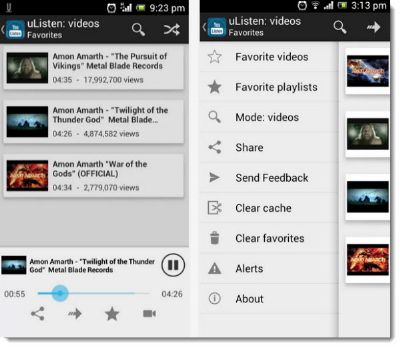 uListen, reproduce audio desde YouTube en Android